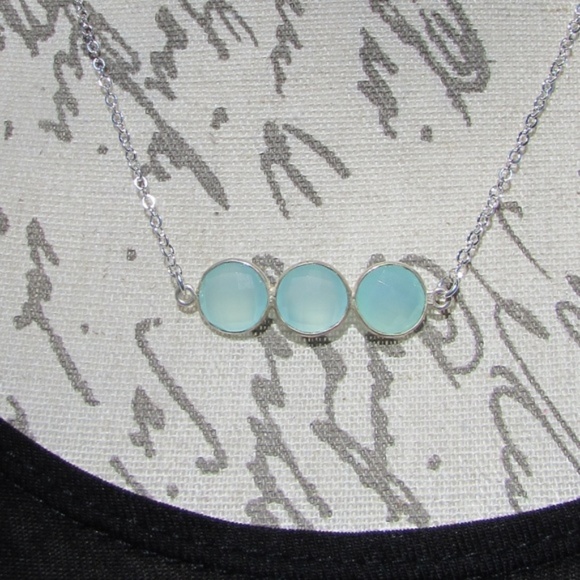 lady arachnid Jewelry - Seaglass green chalcedony triple moon pendant